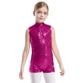 thumbnail image 3 of iiniim Kids Girls Sequins Sleeveless Short Jumpsuit Ballet Dance Biketard Gymnastics Leotard Unitard Hot Pink 14, 3 of 5