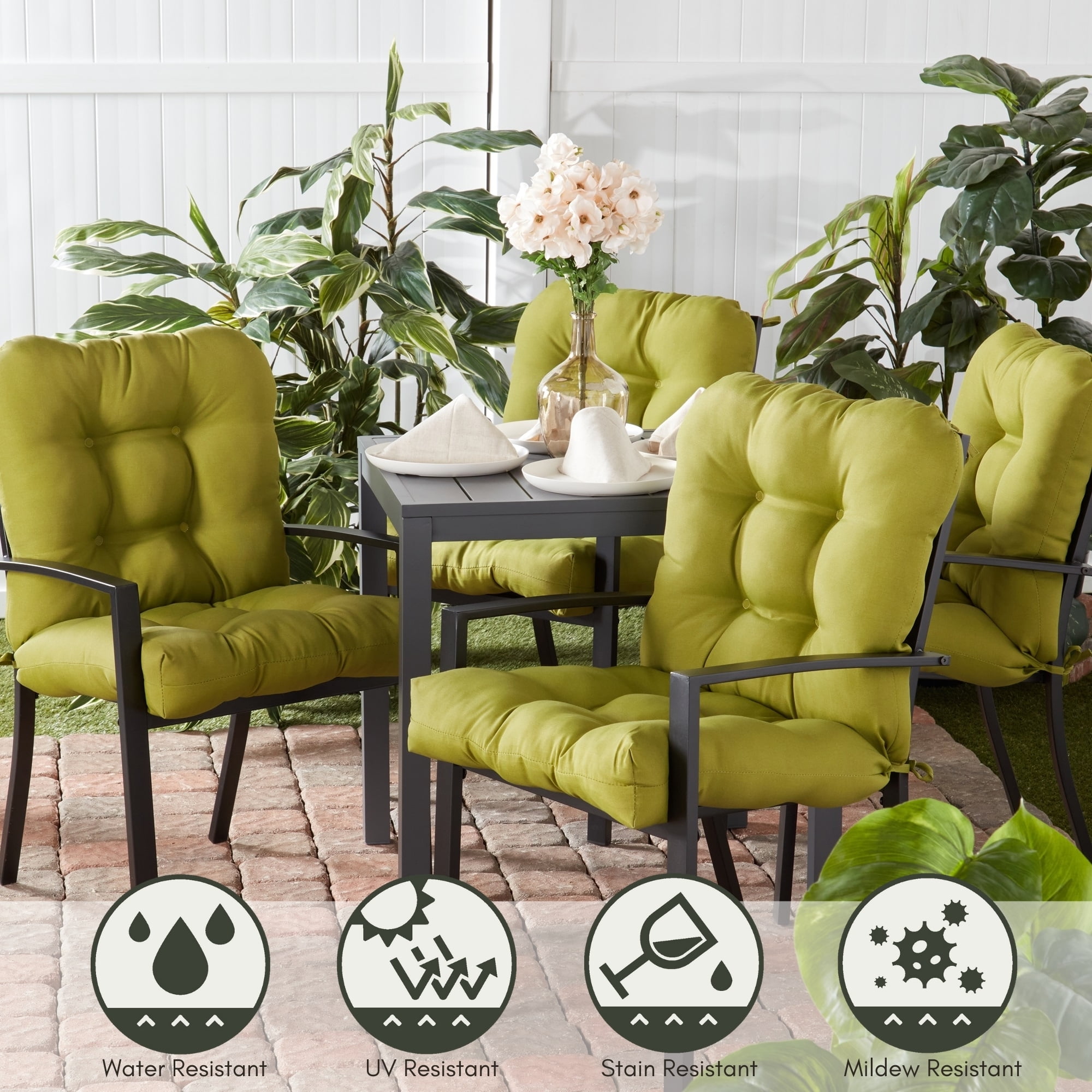 Greendale Home Fashions Kiwi Green Outdoor Dining Chair Cushion (2-Pack)