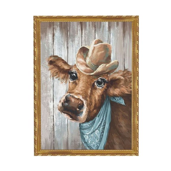 WFSposter Country Cow Pictures Wall Decor Cute Funny Brown Rustic Farmhouse Cattle Animal Canvas Wall Art Bathroom Artwork
