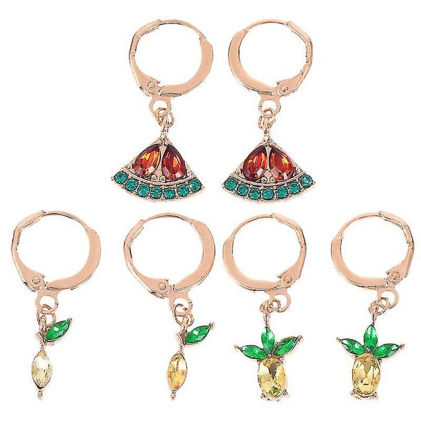 3 pares de pendientes con temática de frutas, joyería para las orejas, decoraciones elegantes para las orejas