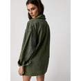 thumbnail image 6 of Women'S City Denim Jacket-Long Sleeve Oversized Boyfriend Style Jean Jacket with Button Up Front Army Green M, 6 of 7