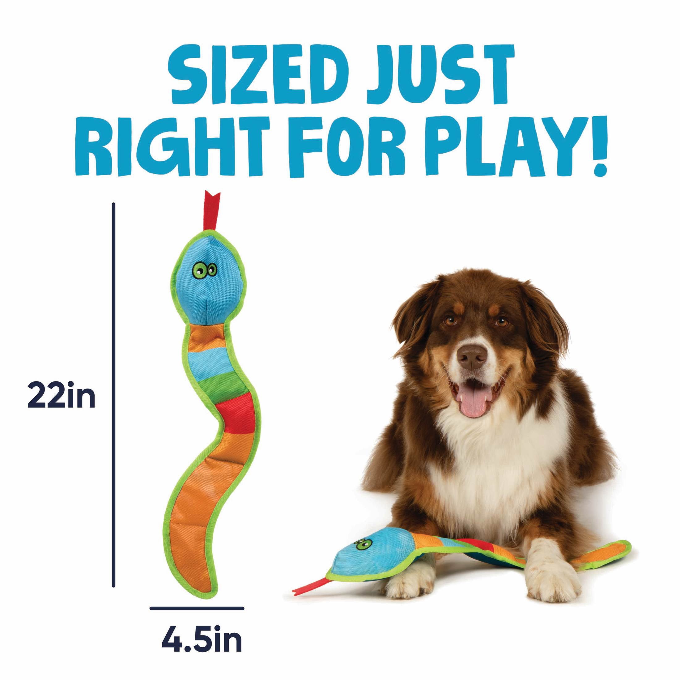 goDog Flap ‘N Fun Vince Viper Snake Squeaky Dog Toy, Plush with Chew Guard Technology, Multi-Colored, Large