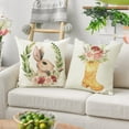thumbnail image 5 of Vorkoi Happy Easter Eggs Bunny Decorative Throw Pillow Cover 18x18, Religious Rejoice Rabbits Carrot Flower Blessings Outdoor Pillowcase, 5 of 5