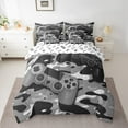 thumbnail image 3 of Feelyou Grey Game Controller Twin Bedding Sets 7-Piece, Fashion Camo Abstract Bedding Comforter Set, Cartoon Gamepad Theme Reversible Sheet Sets, Ultra Soft Bedroom Decor, 3 of 9