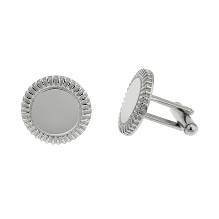 Stainless Steel Round Cufflinks with Elegant Milgrain Edge – Perfect Gift for Men