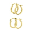 thumbnail image 5 of Brilliance Fine Jewelry Women's 14K Gold Plated Sterling Silver Hoops Adults Earrings Set, 5 of 6