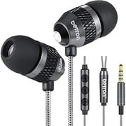 Betron B25 Earbuds with Microphone and Volume Control Powerful Bass Noise Isolating in-Ear Wired Headphones with 6 Silicon Earphone Tips Black
