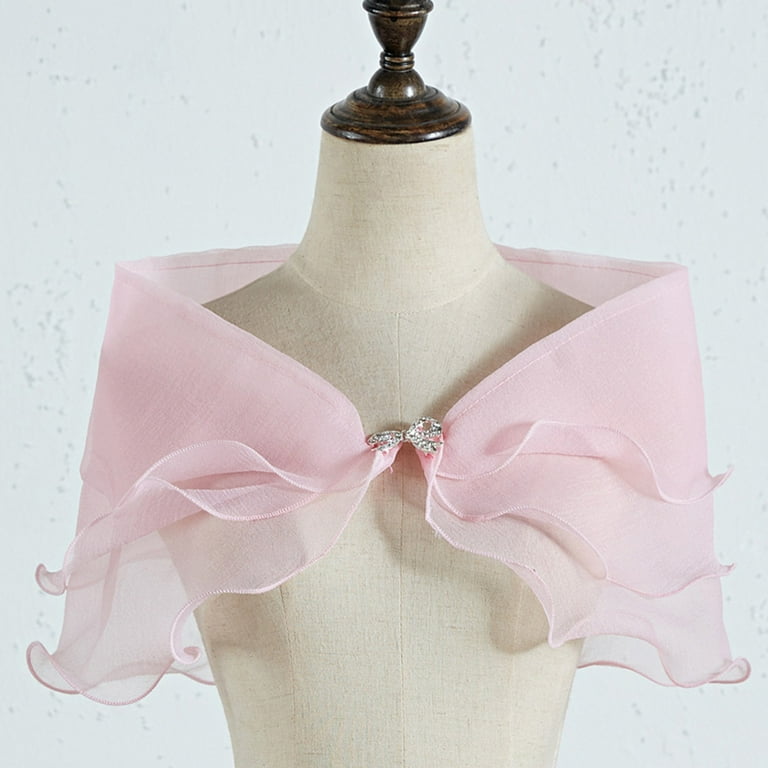 ZPAQI Women Layered Gauze Shawl Wrap Shrug Rhinestone Buckle