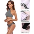thumbnail image 2 of Charmo Womens Bikini Swimsuit Set Halter High Neck Cross Back Bathing Suit, 2 of 5