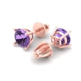 thumbnail image 2 of Clara Pucci 1.5Ct Alexandrite Round Cut VVS1 Screw Back Stud 14k Solid hypoallergenic Gold Designer Earrings For June, 2 of 7