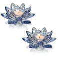 thumbnail image 1 of Portavelas Kolnlala Crystal con forma de flor de loto, color azul, 2 unidades, 1 of 7