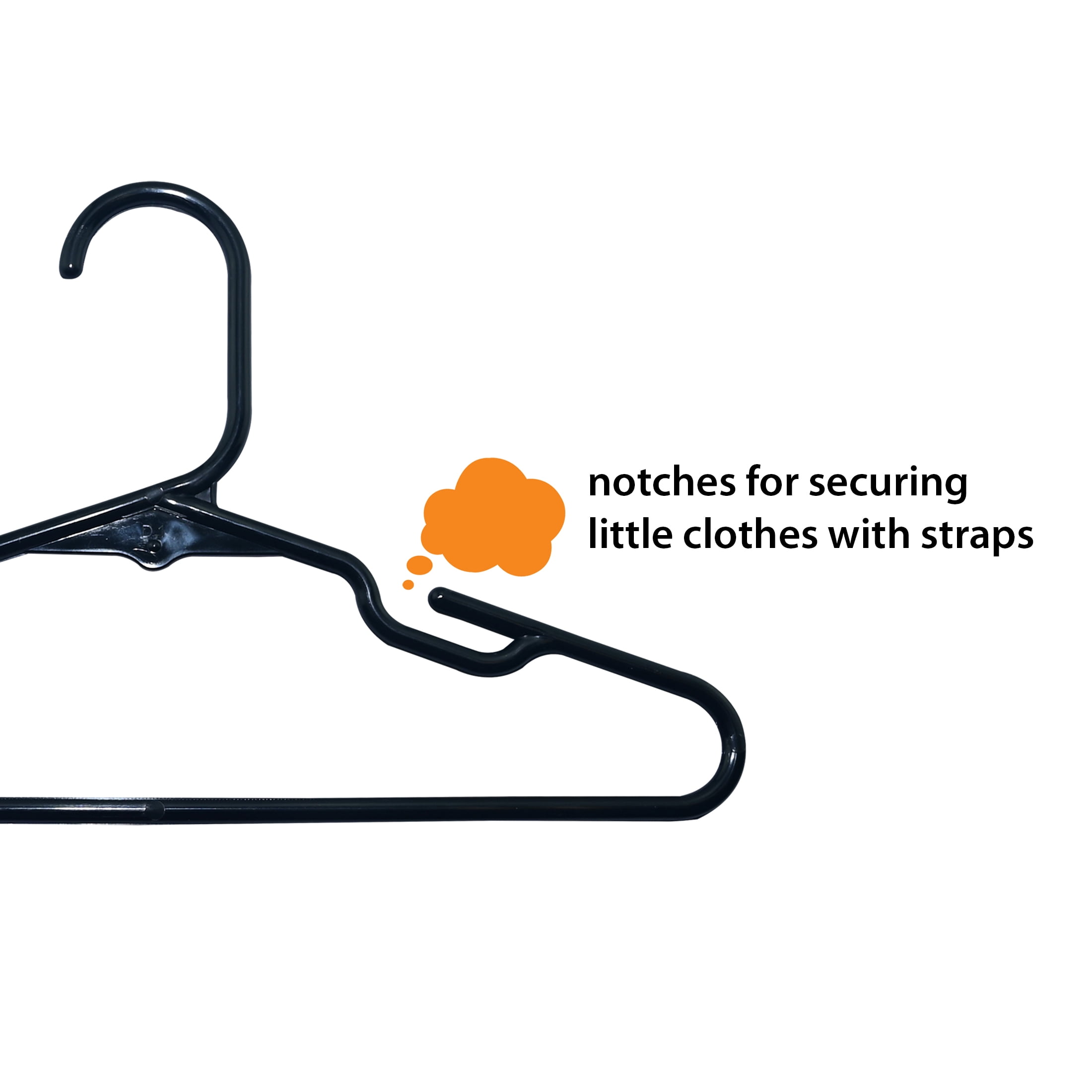 ClosetSelect Children's Hanger for Any Clothing Type, Black 30 Count