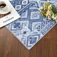 thumbnail image 5 of FairOnly Blue Bohemian Geometric Low Pile 5'x7'Area Rug for Living Room Non Slip Stain Resistant Floor Cover for Bedroom Dining Room, 5 of 7