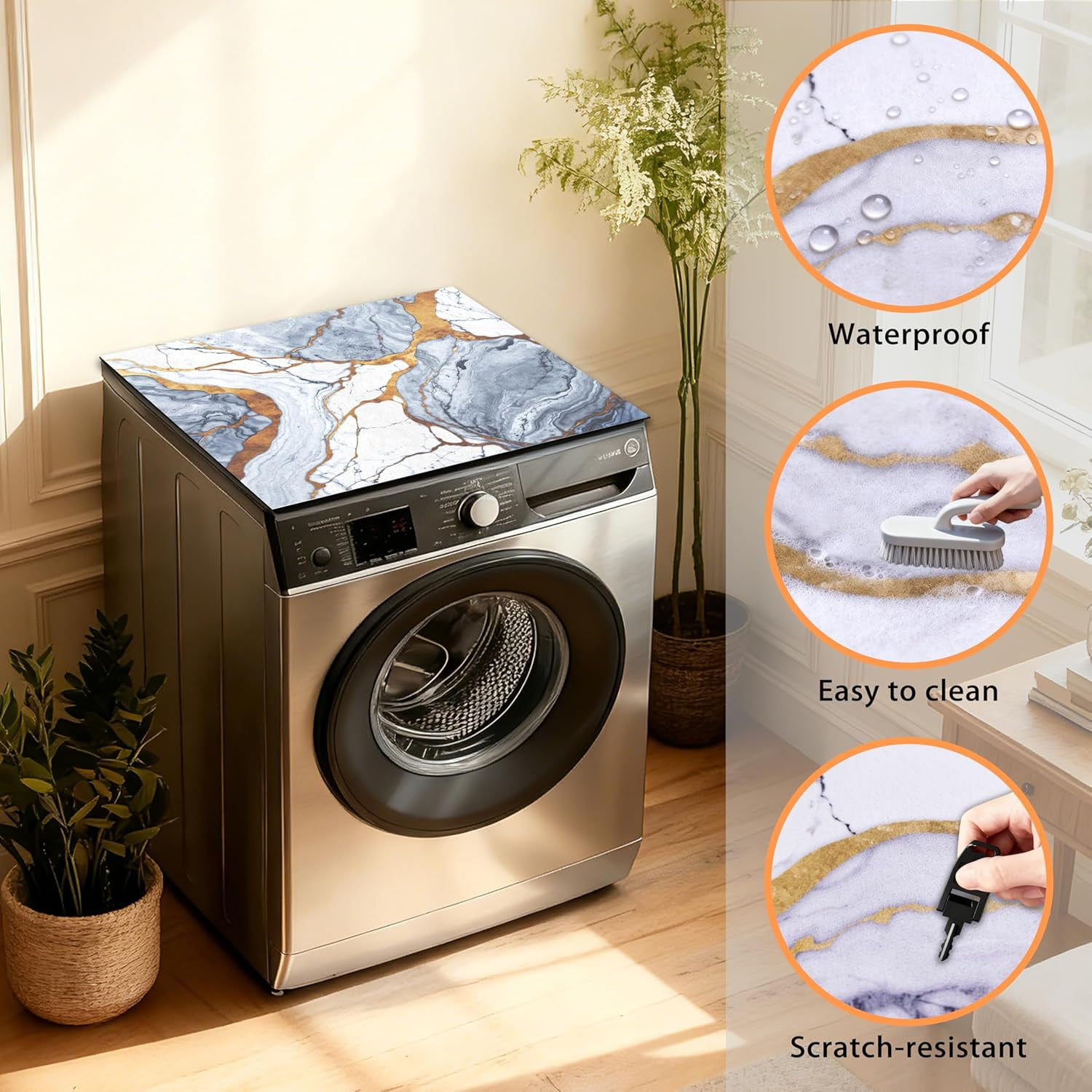 Washer and Dryer Covers for the Top 23.6" X 19.7", Washer and Dryer Top Protector Mat, Non Slip Washing Machine Dust Cover Pad for Laundry Room Kitchen Home Decor
