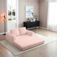 thumbnail image 6 of 2-In-1 Folding Convertible Sofa Bed, Modern Corduroy Sleeper Couch with 2*Pillows, Futon Modular Upholstered Boneless Sofa Set with Pull-Out Bed, Folding Floor Modular Couch for Living Room (Pink), 6 of 7