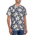 thumbnail image 2 of Bixox Men's Lilies Flowers Printed Short Sleeve Skinny Athletic T-Shirt, 2 of 6