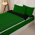 thumbnail image 2 of Castle Fairy Hippie Vertical Line Zipper Twin Comforter Sets with Fitted Sheet and 2 Pillowcases,Tribal Linear Pattern Zipper Bedding Set,Bright Green Black,Reversible, 2 of 7