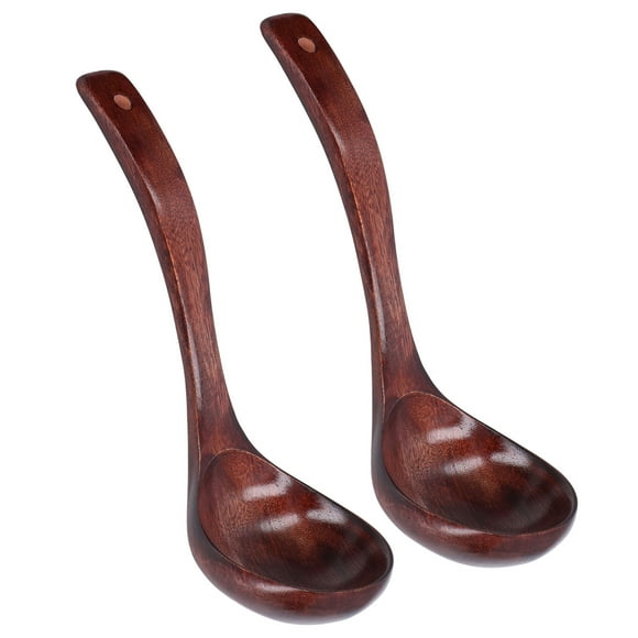 Soup Ladle, Camphor Wood Wooden Spoon Safe Using Long Handle Simple Style 2Pcs For Cooking 9cm Spoon Width