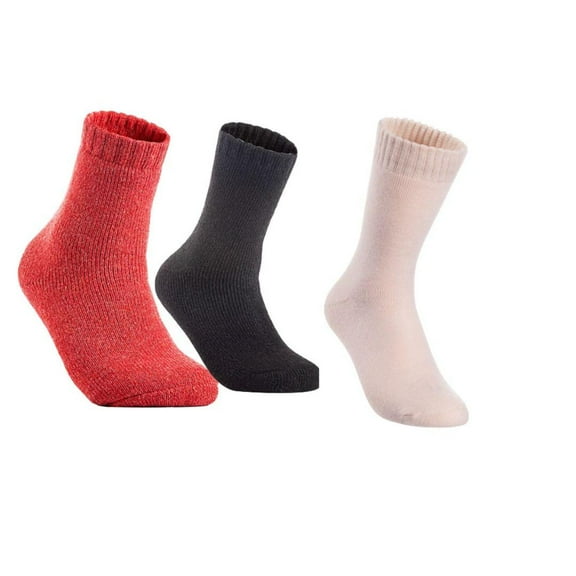 Lian LifeStyle Men's 3 Pairs Great Activewear Wool Crew Socks For Fun Sports, All-Season and Weather LK1603 Size 6-9 (Black, Red, Khaki)