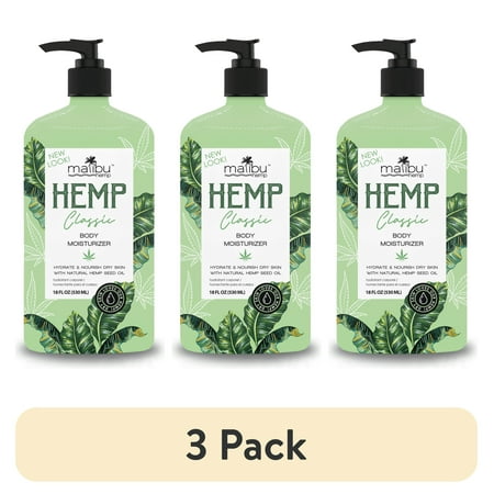 (3 pack) Malibu Hemp Moisturizer for Dry Skin, 100% Hemp Seed Oil Formula