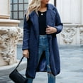 thumbnail image 2 of Xyxonk Women 2025 Winter Faux Fur Coats Fuzzy Fleece Open Front Outerwear Lapel Jackets Winter Trendy Long Sleeve Outwear,Navy 2XL, 2 of 6