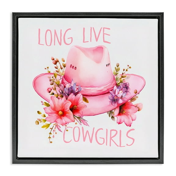 Stupell Industries Long Live Cowgirls Plants & Flowers Painting Black Floater Framed Canvas Art Print Wall Art, 18 x 18