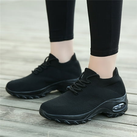 

TUTUnaumb Hot Sale Clearance Women S Shoes Sports Breathable Women Flying Woven Socks Shoes Walking Casual Running Sneakers for Leisure and Outdoor-Black