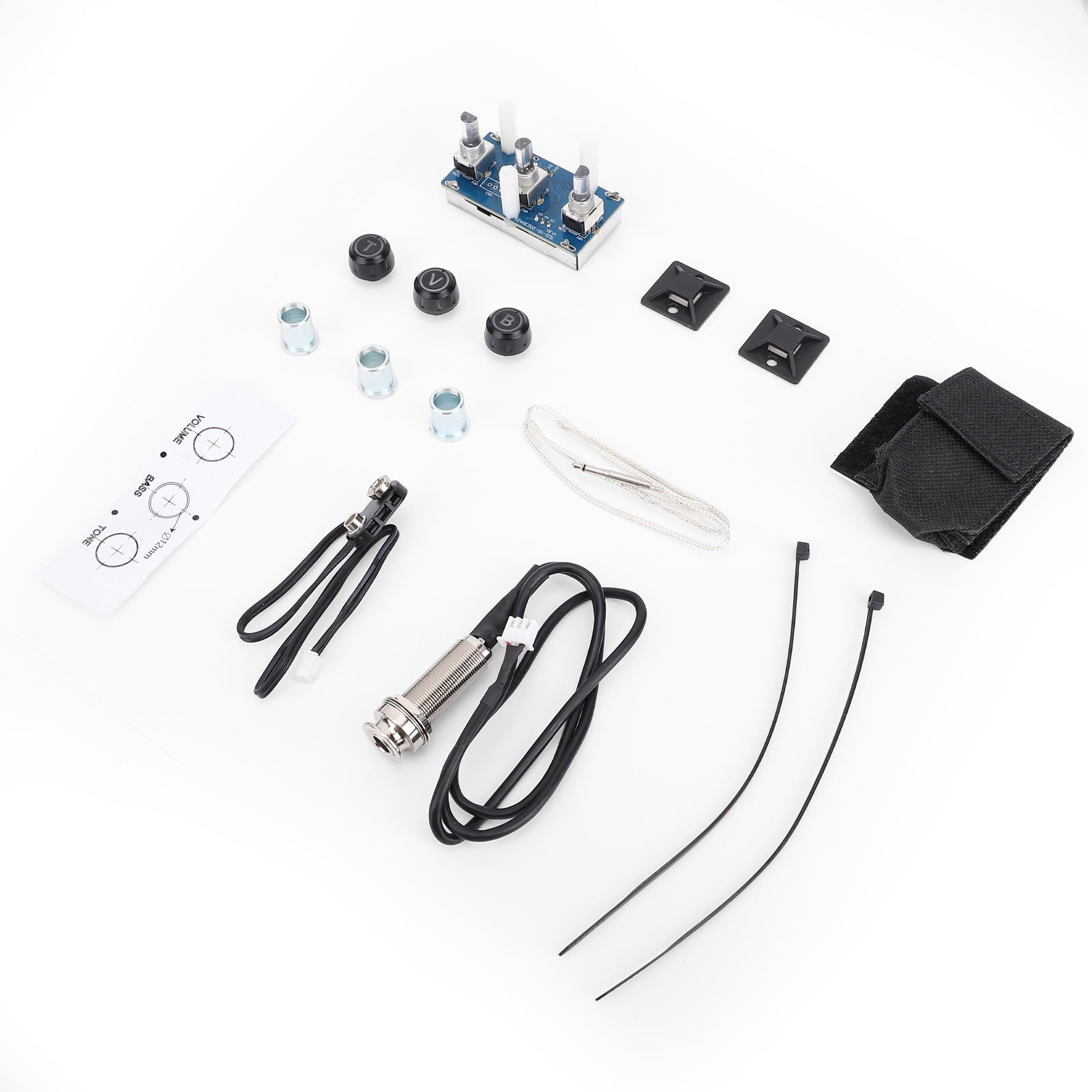 VOICE GUARD Classical Acoustic Guitar Piezoelectric Pickups High-Fidelity 3-Band EQ Adjustable Multi-Size Compatible 36-42 Inches Musical Instrument Accessories Black Set