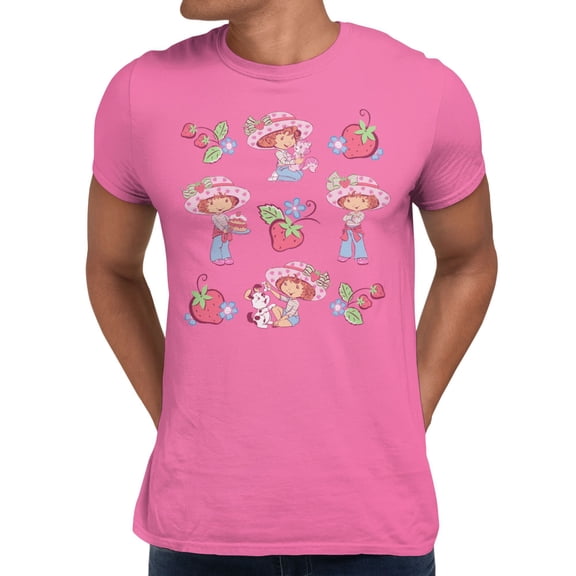 Strawberry Shortcake & Custard Sweet Summer Jumble Men's T Shirt (Azalea, S-XXXL)