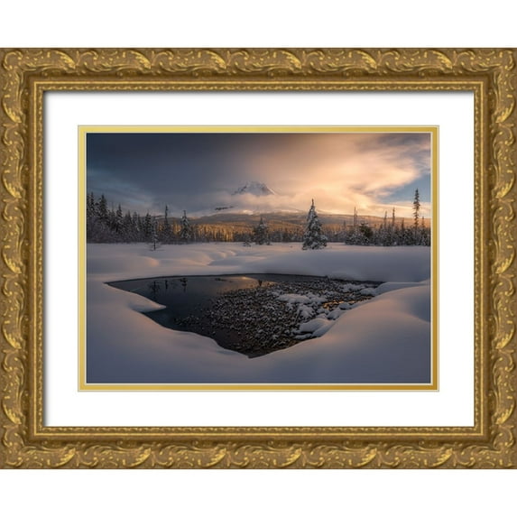 Dyar, Ryan 18x14 Gold Ornate Wood Framed with Double Matting Museum Art Print Titled - A Chill in the Air