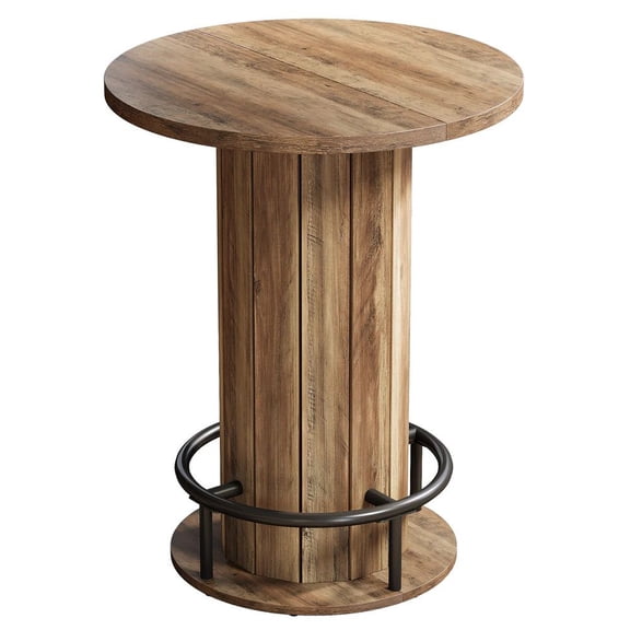 Farmhouse Round Bar Table High Top Coffee Table Fence-Style Base Space Saving Small Space Pub Table (Table Only)
