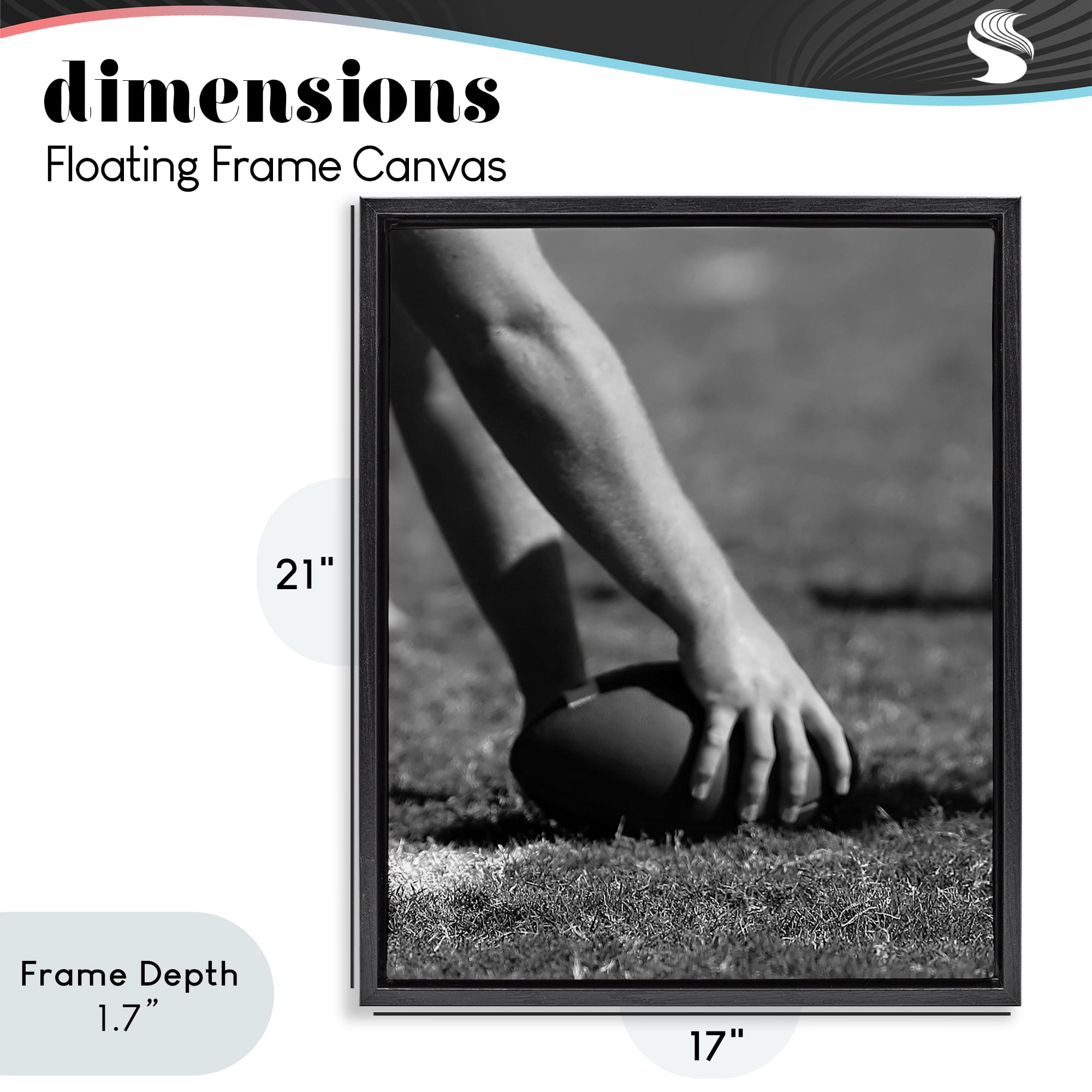 Stupell Industries Football Hike in Action Black Framed Floater Canvas Wall Art, design by Marcus Prime