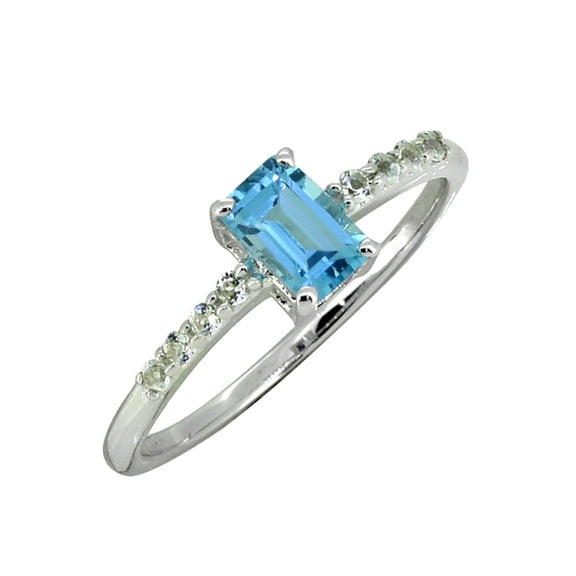 YoTreasure 0.64 Cts. Swiss Blue Topaz Solid 925 Sterling Silver Ring