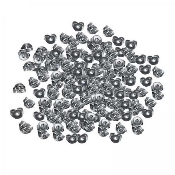5x100 Piezas Reemplazos de Respaldos de Aretes, Respaldos de Aretes con Bloqueo Tapones para Los Oídos de Metal de Acero Inoxidable Tuercas de Oreja D 5 piezas