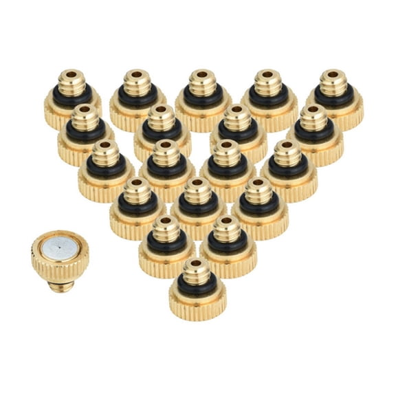 Raindrops Misting System Nozzle 32Pcs Golden Brass for Outdoor Cooling .43 x 0.39 x 0.39in