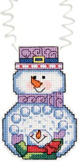 Holiday Wizzers Snowman With Cat Counted Cross Stitch Kit 3"X2.25 049489211910 