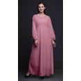 thumbnail image 2 of Bimba Robe Maxi à Manches Longues pour Femmes en Georgette Mousse Imprimée de Plumes d'Aigle, Taille Élastique - Très Petit, 2 of 5