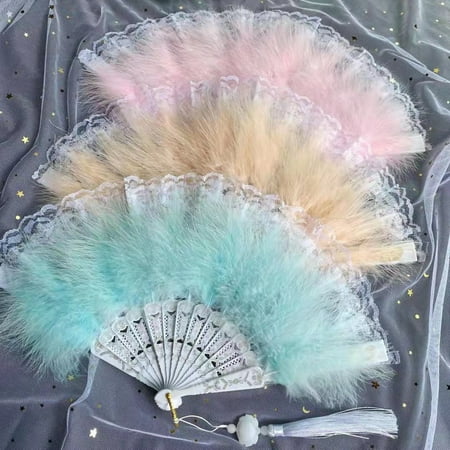 

Dream Lifestyle Classical Folding Fan Lolita Series Lace Design Catwalk Photo Dark Feather Fan Shooting Props