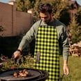 thumbnail image 4 of Yellow Black Checkerboard Checkered Pattern Apron-Garden Aprons for Women with Pockets-Cotton Linen Waterproof Kitchen Cooking Gardening Aprons Adjustable for Kitchen,Cooking,BBQ and Salon 33x27 Inch, 4 of 7