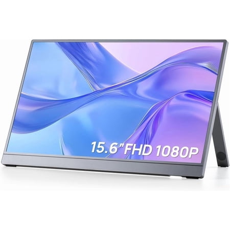 Portable 15.6'' FHD 1080P - -Slim Portable Laptop with Kickstand - IPS Display for PC, , Phone, , PS5 - C & Connectivity - A1 Gray