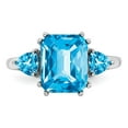 thumbnail image 5 of Primal Silver Sterling Silver Rhodium Checker-Cut Blue Topaz Ring, 5 of 6