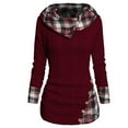 thumbnail image 4 of Aobny Fall Womans Sweaters Red Button Checkered Hooded Cable Knit Long Sleeve Pullover Sweaters for Junior Cozy, 4 of 7