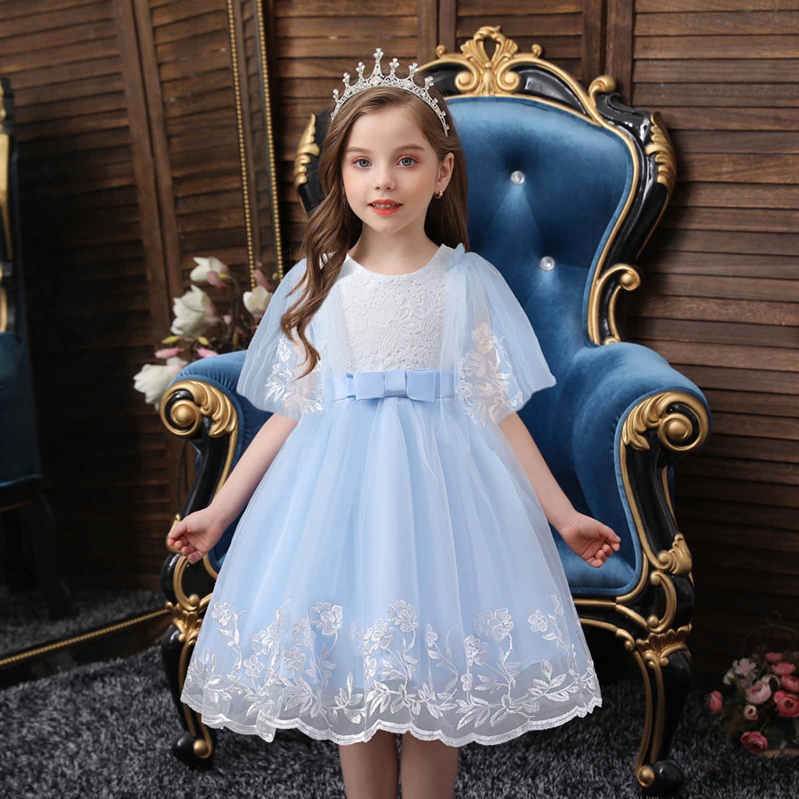 EQWLJWE Soldes d'Été! Robe Fille Dentelle Sans Manches Broderie