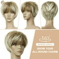 thumbnail image 3 of Creamily Blonde Wig Human Hair Short Blonde Wigs for Women Short Pixie Cut Wigs with Bangs Wefted Wig Caps, 3 of 10