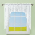 thumbnail image 2 of Collections Etc Lacey Floral Lace Design Kitchen Curtains White Swags, 2 of 3
