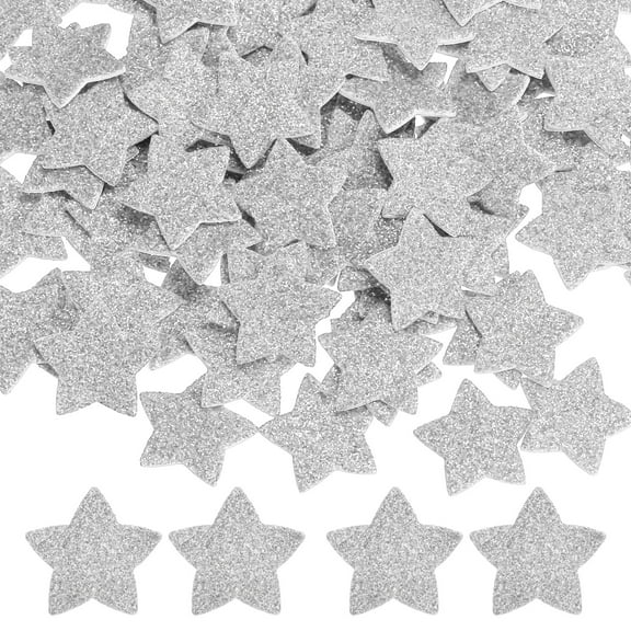 1"x1" Star Foam Stickers, 240Pcs EVA Self Adhesive Glitters Foam Shape Sticker Craft Supplies for Scrapbook Card DIY Making Home Decor, Silver