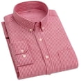 thumbnail image 1 of Blusa de manga larga para hombre Camisa informal juvenil con estampado de rayas verticales y solapa fina para ir de compras a la oficina, 1 of 5