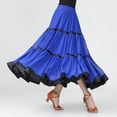 thumbnail image 4 of Spanish Festival Dance Skirts for Women Color Block Layered Flared Maxi Performance Skirt Blue XL, 4 of 6