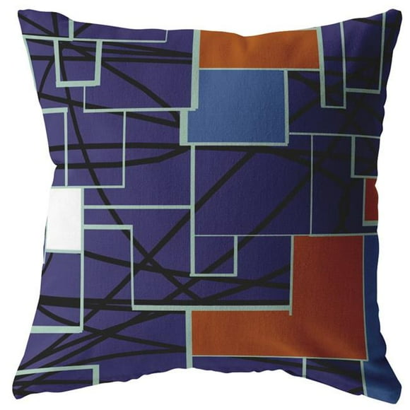 HomeRoots 410819 16 in. Navy Puzzle Piece Zippered Suede Throw Pillow