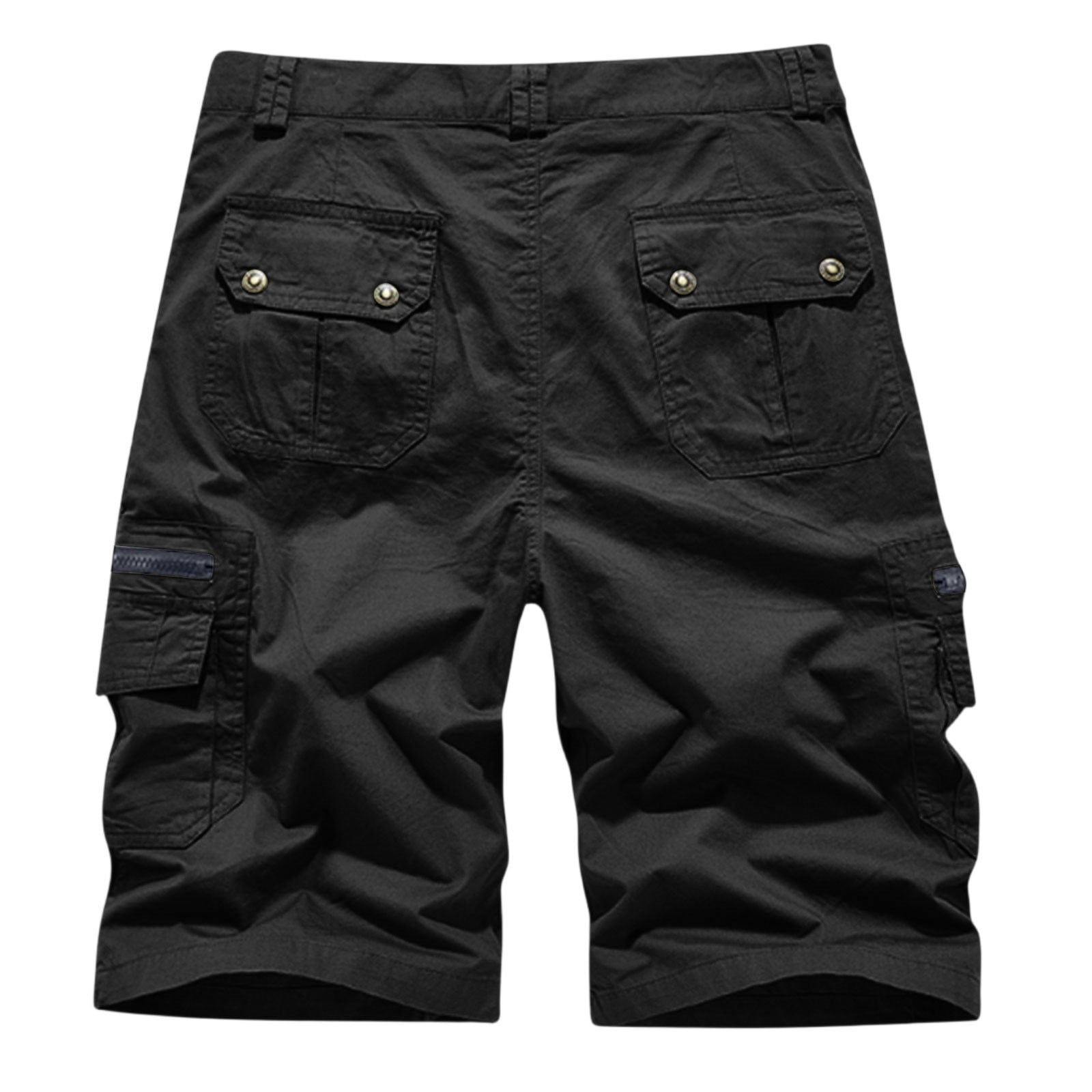 Kangoosport Men's Outdoor Shorts Quick-Dry with Multi Pockets Kangosport Shorts Big and Tall Relaxed Fit Outdoor Work Below Knee 3/4 Cargo Shorts Solid Color Elastic Waist Short Pants,Black XL